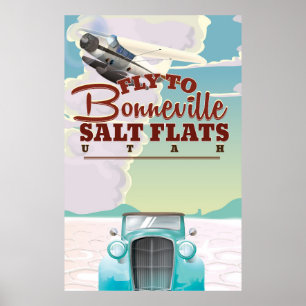 Poster Bonneville Salt Flat Utah viagens vintage