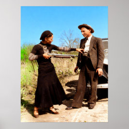Poster Bonnie e Clyde Se Divertindo 1934 Color Redux