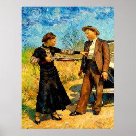 Poster Bonnie e Clyde Se Divertindo 1934 Pintura de IA