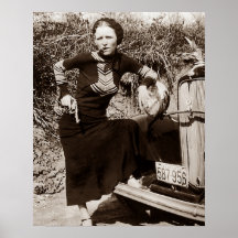 Bonnie Parker Fumando Um Charuto 1933 Preto Branco