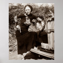 Bonnie Parker Fumando Um Charuto 1933 Preto Branco