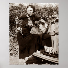 Poster Bonnie Parker Fumando Um Charuto 1933 Preto Branco