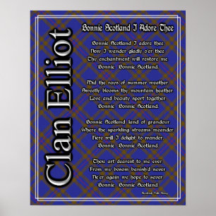 Póster Bonnie Scotland I Adore The Clan Elliot Tartan