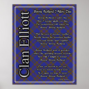 Poster Bonnie Scotland I Adore The Clan Elliott Tartan