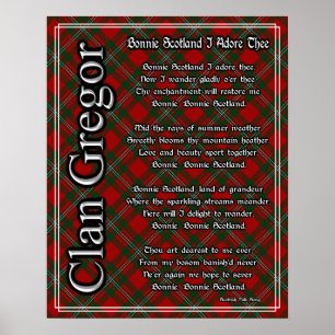 Poster Bonnie Scotland I Adore The Clan Gregor Tartan