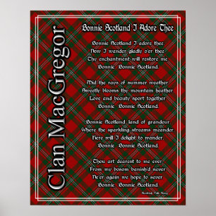 Póster Bonnie Scotland I Adore The Clan MacGregor Tartan