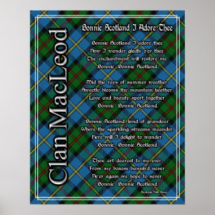 Póster Bonnie Scotland I Adore The Clan MacLeod Tartan