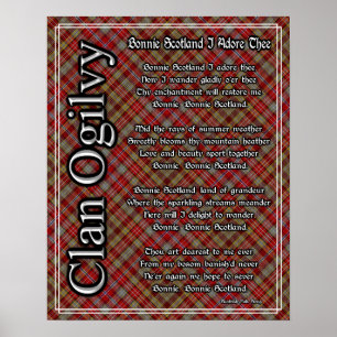 Póster Bonnie Scotland I Adore The Clan Ogilvy Tartan