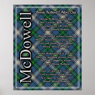 Póster Bonnie Scotland I Adore Thee McDowell Clan Tartan