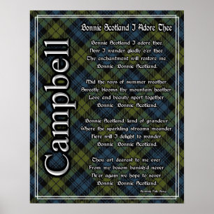 Poster Bonnie Scotland I Adore Theo Campbell Tartan