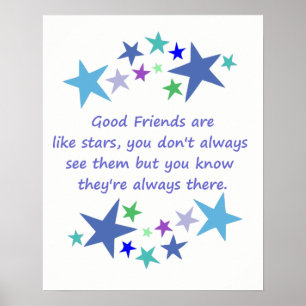 Póster Bons amigos como citações inspiradas das estrela