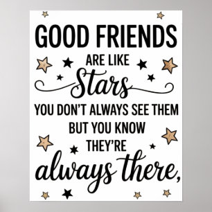 Poster Bons Amigos São Como Estrelas Citação Inspiradora