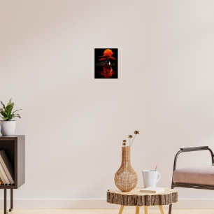 Poster Bonsai do Pôr do Sol Carmesim – Paisagem Zen Japon