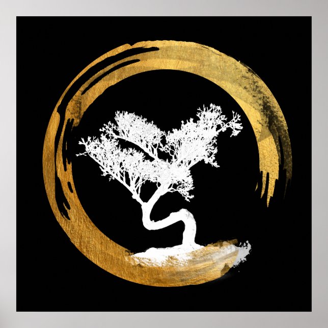 Póster Bonsai Tree. Zen Enso Circl. Feng Shui Calliografi (Frente)