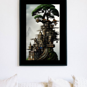 Poster Bonsai Treehouse Fantasy Art