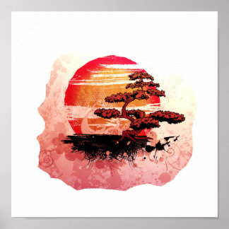 Póster Bonsai Vintage Versão Legal Vermelha Gráfica
