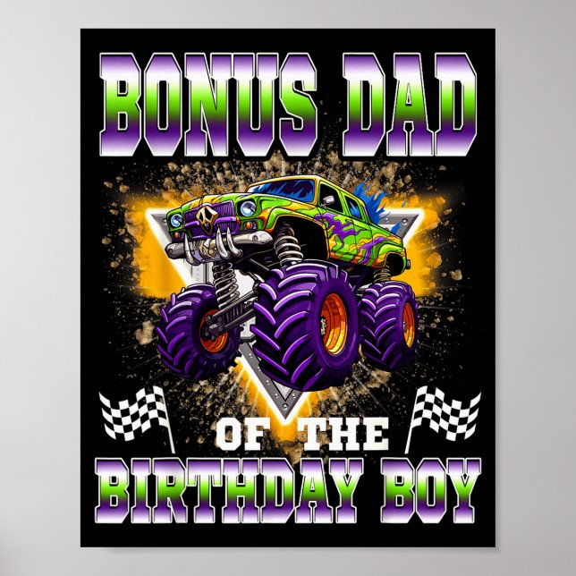 Poster Bonus Dad Of The Birthday Boy Monster Truck Birthd (Frente)