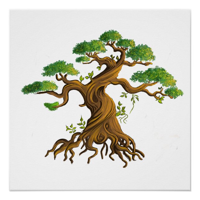 Póster Bonzaï géant en dessin couleurs (Frente)