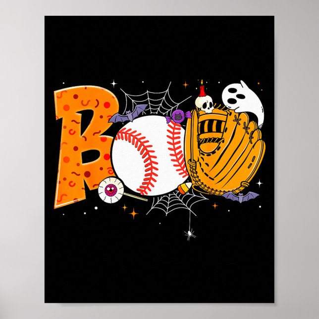 Poster Boo Baseball Player Catcher Tcher Funny Halloween  (Frente)