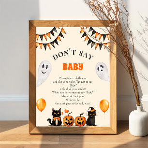 Poster Boo Black Cat Jogo de Chá de fraldas "Don't Say Ba