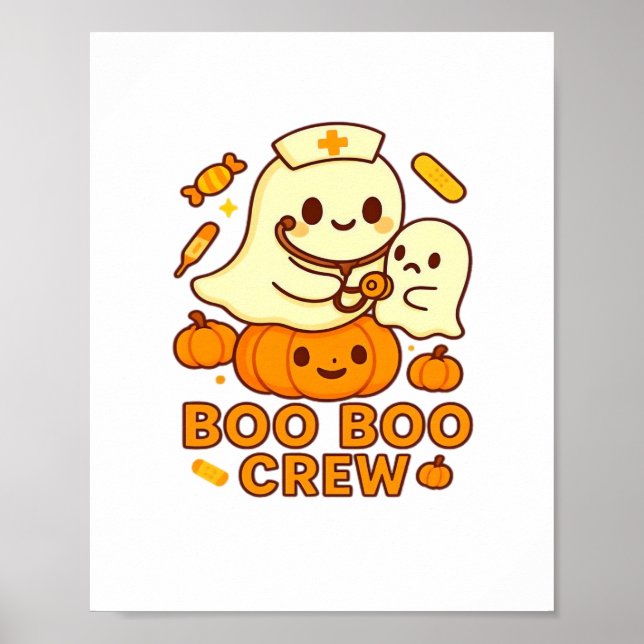 Poster Boo Boo Crew Nurse Ghost Classic T Shirt (Frente)