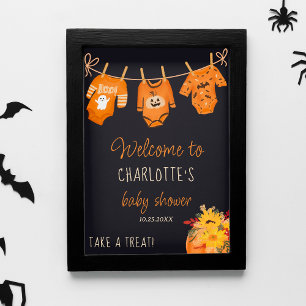 Poster Boo chá de fraldas floral do Halloween