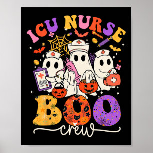 Poster Boo Crew Enfermeira Engraçada Fantasma Halloween