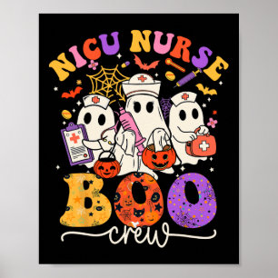 Poster Boo Crew Enfermeira Engraçada Fantasma Halloween