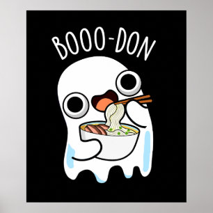 Poster Boo-don Funny Ghost Udon Pun Dark BG