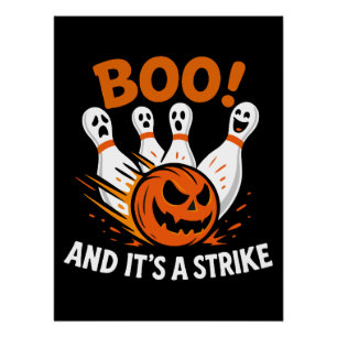 Póster Boo É uma Boliche de Dia de as Bruxas engraçado em