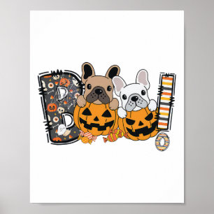 Poster Boo French Bulldog Pumpkin Candy Dog Puppy Hallowe