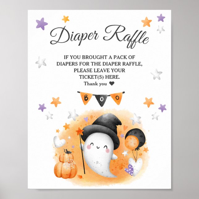 Poster Boo Halloween - Fralda Raffle - Sinal (Frente)