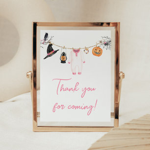 Poster Boo Halloween Rosa Obrigado por vir