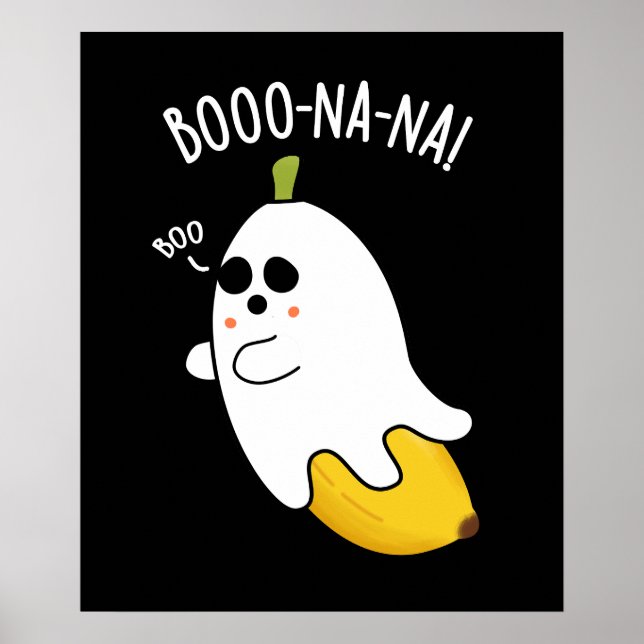 Poster Boo-nana Piada de Fantasma Banana Punho Fundo Pret (Frente)