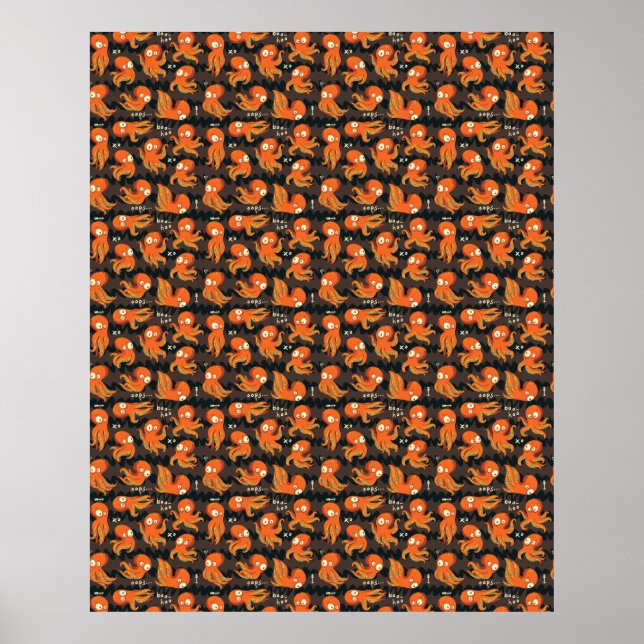 Poster Boo Octopus Orange & Black Kids Clothing & Décor (Frente)