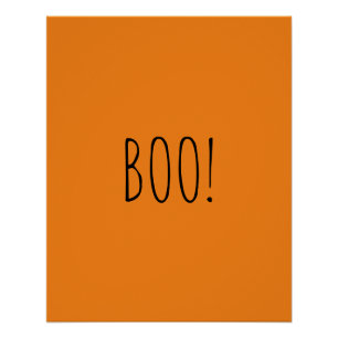 Póster Boo orange assustadora tipografia engraçada Hallow