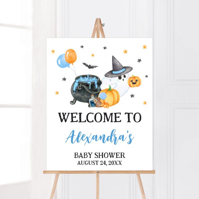 Poster Boo Pequeno Chá de fraldas Fantasma Bem-vindo (Ghost Halloween Baby Shower
Welcome Sign)