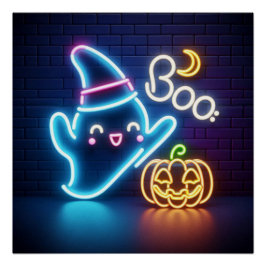 Póster BOO Preguiçoso Halloween Fantasma