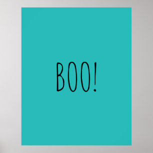 Poster Boo teal assustador tipografia minimalista Hallowe