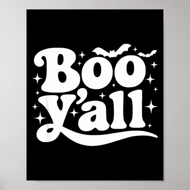 Poster Boo Y'all Southern Retro Halloween Quote Saying Ba (Frente)