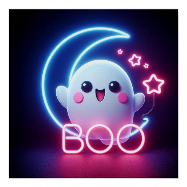 Póster BOO Yellow Halloween Ghost (Frente)