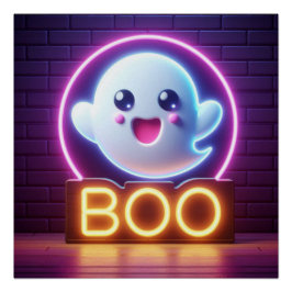 Póster BOO Yellow Halloween Ghost