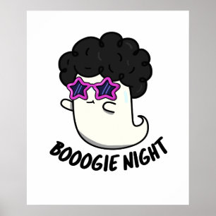 Poster Boogie Night Cute Halloween Disco Ghost Pun