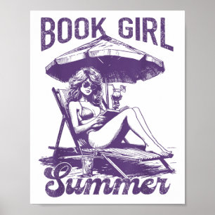 Poster Book Girl Summer Engraçado Livros Rapariga Férias
