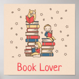 Poster Book Lover é uma sala de aula para crianças bonita