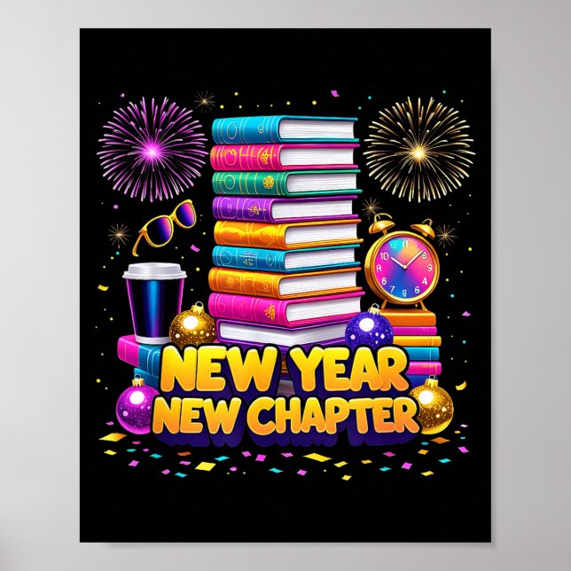 Poster Book Lovers Happy New Year Chapter 2026 Bookworm F (Frente)