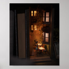 Poster Book nook diorama - pequeno café