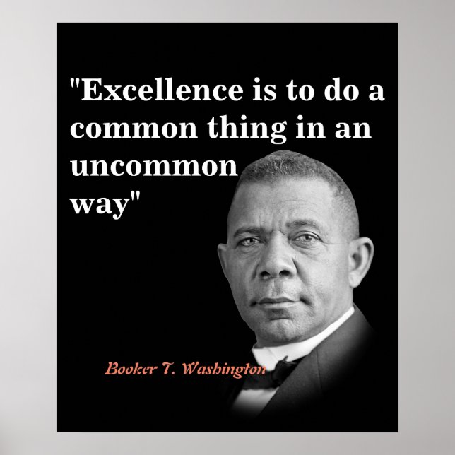 Poster Booker T. Washington Citação Sobre Excelência (Frente)