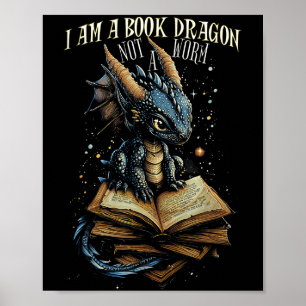 Poster Bookote Citação Eu Sou Um Dragão De Livro Não Uma 