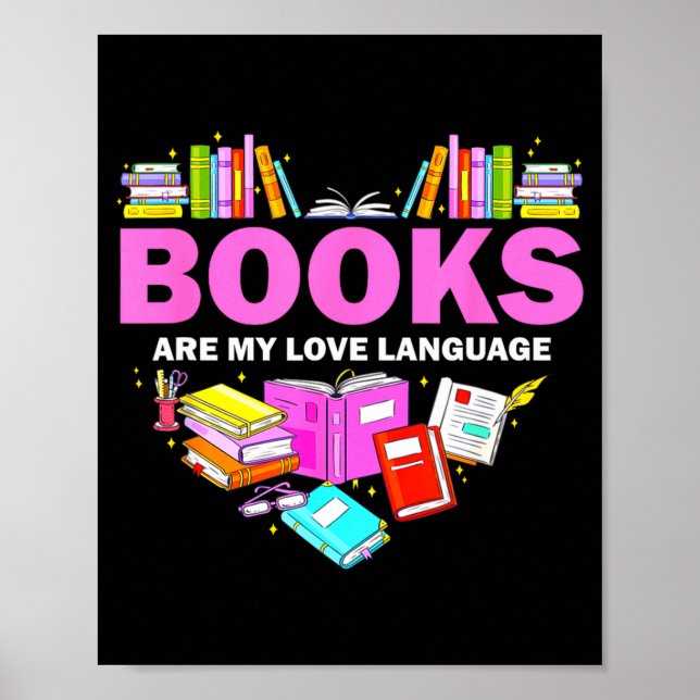 Poster Books Are My Love Language Reading Lover Librarian (Frente)